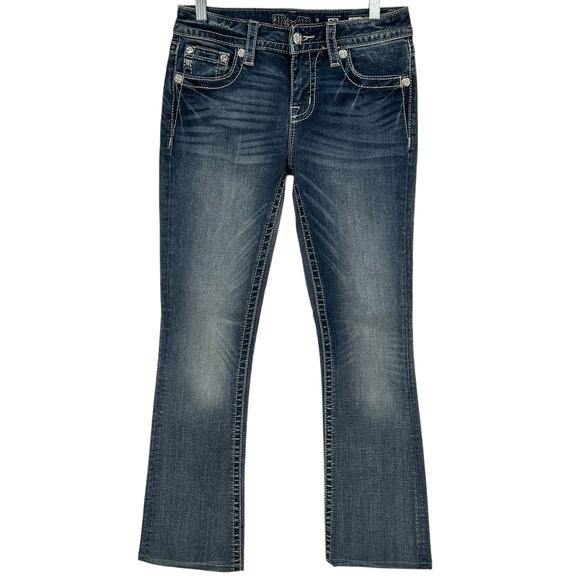 Vintage y2k Women's Low Rise Miss Me Medium Wash Blue Denim Chloe Bootcut Jeans - Picture 2 of 7